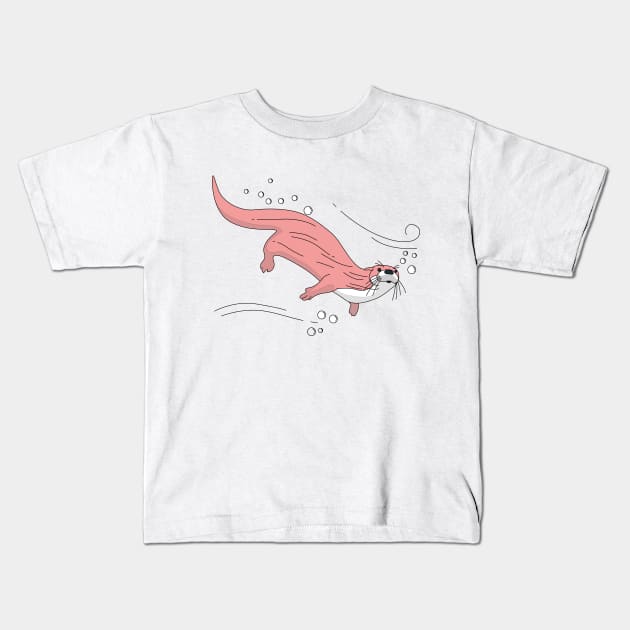 Pink otter Kids T-Shirt by Dynamic Design